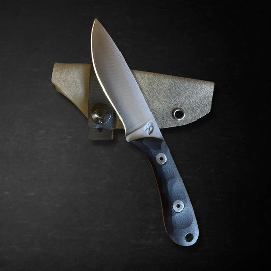 Mini Bush Knife - 1095 High Carbon Steel - Black G10 Handle